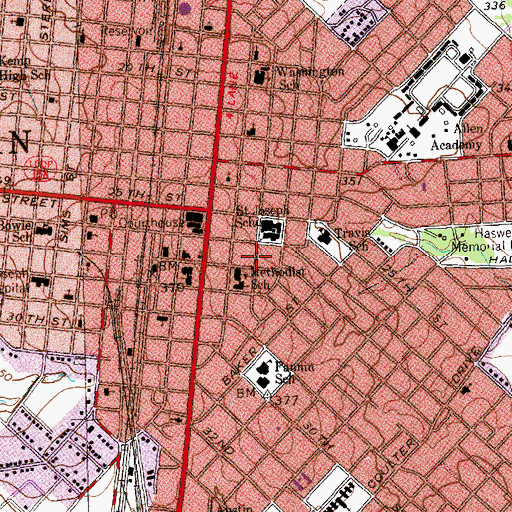Topographic Map of McDougal-Jones House, TX