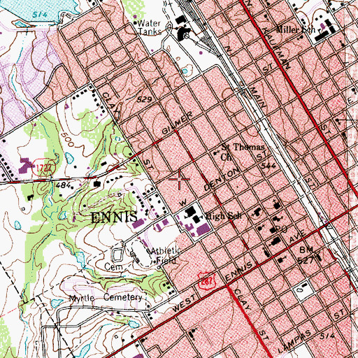 Topographic Map of Meredith-McDowal House, TX