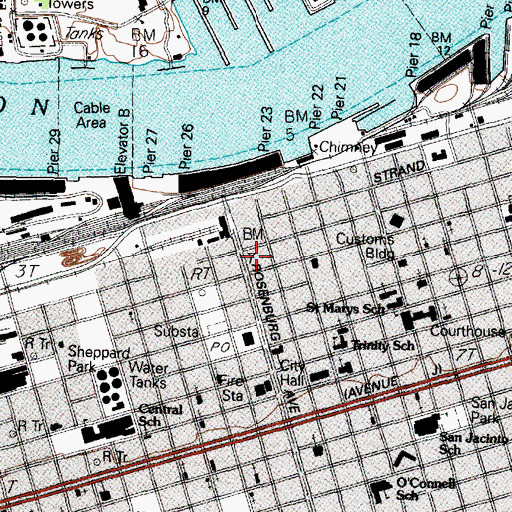 Topographic Map of M W Shaw Building, TX
