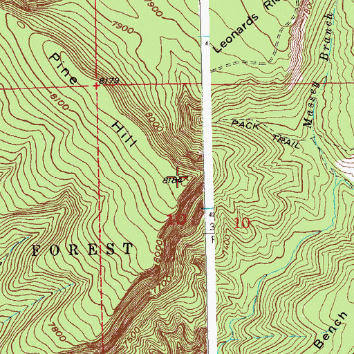 Topographic Map of Pine Hill, CO