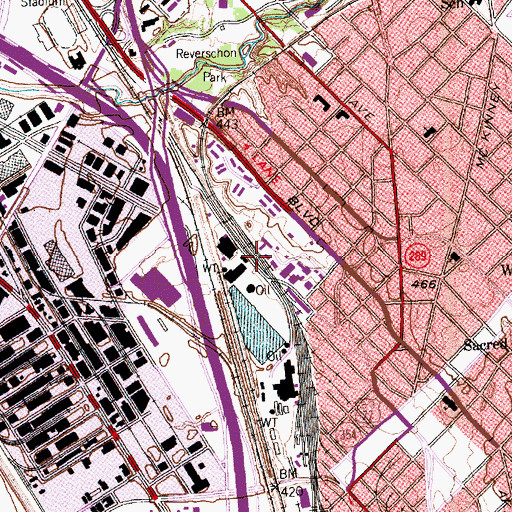 Topographic Map of Magnolia Petroleum Company City Sales and Warehouse, TX