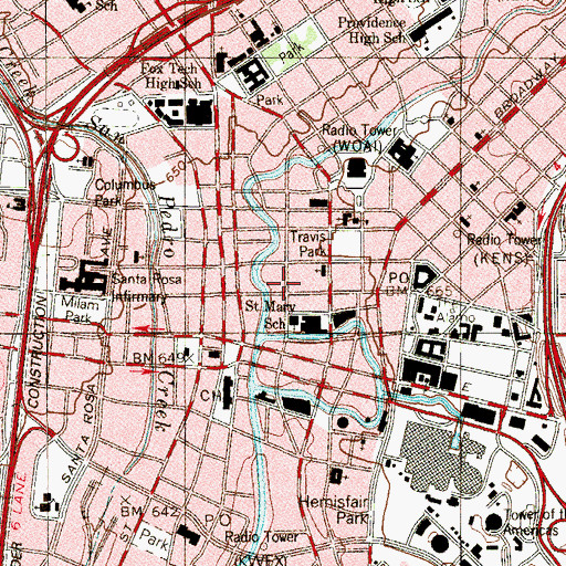 Topographic Map of Majestic Theatre, TX
