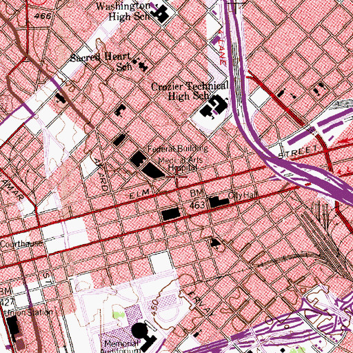 Topographic Map of Majestic Theatre, TX