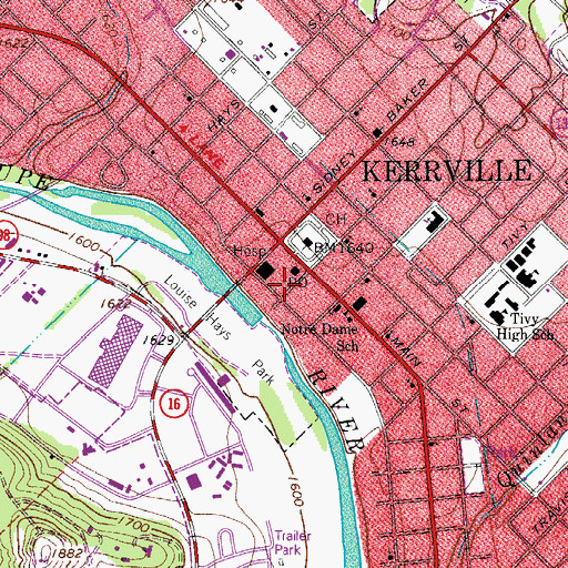 Topographic Map of Masonic Building, TX