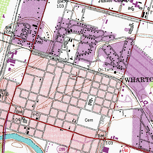 Topographic Map of Louis F Worthing House, TX