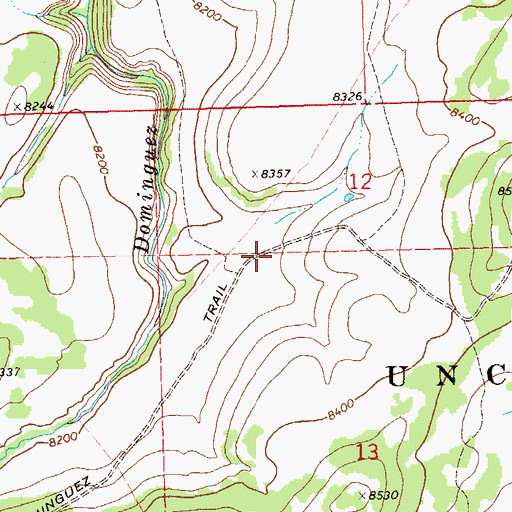 Topographic Map of Dominguez Trail, CO