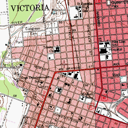 Topographic Map of Lane-Tarkington House, TX