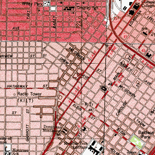 Topographic Map of Lewis Apartment Building, TX