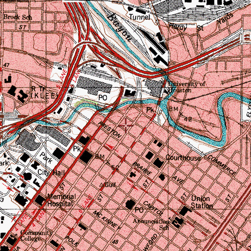 Topographic Map of Kennedy Bakery, TX