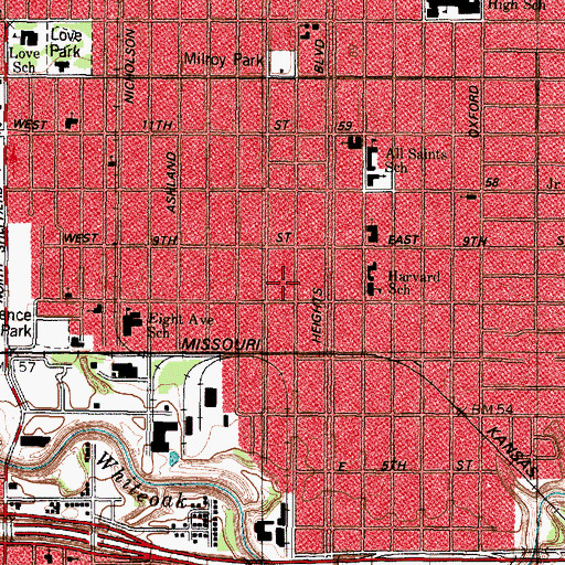 Topographic Map of Kleinhaus House, TX