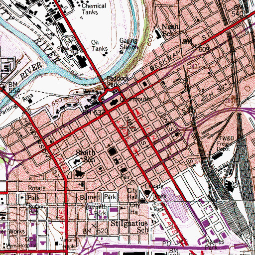 Topographic Map of Knights of Pythias Building, TX