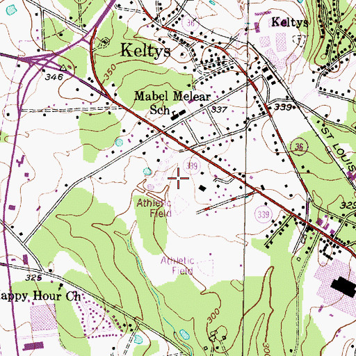 Topographic Map of Kurth-Glover House, TX