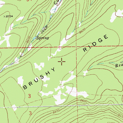 Topographic Map of Brushy Ridge, CO