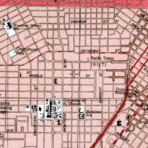 Topographic Map of Joseph R and Mary M Stevenson House, TX