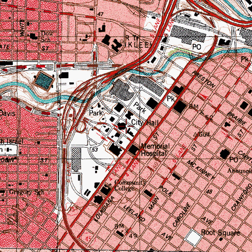 Topographic Map of Julia Ideson Building, TX