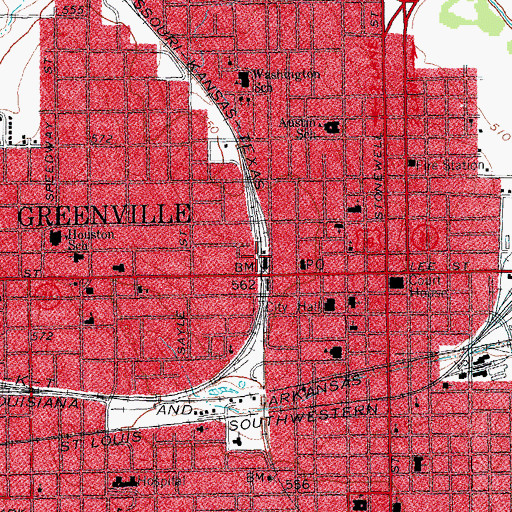 Topographic Map of Katy Depot, TX