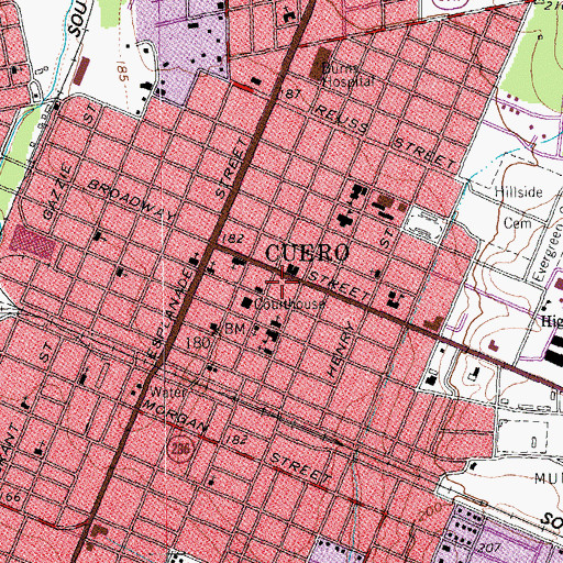 Topographic Map of John W Burns House, TX