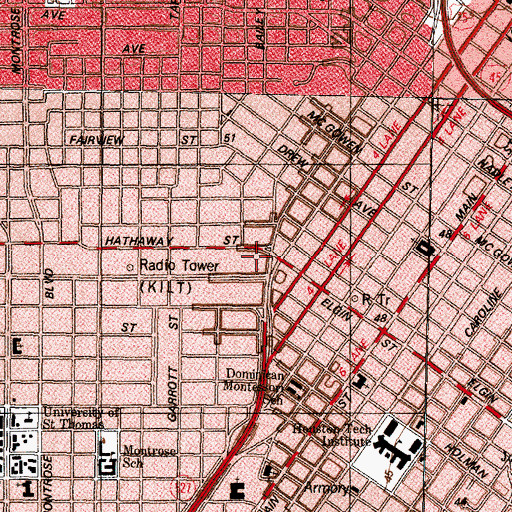 Topographic Map of John W Parker House, TX