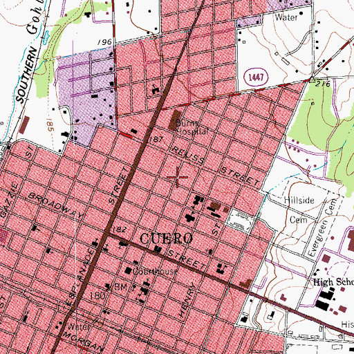 Topographic Map of John Y Bell House, TX