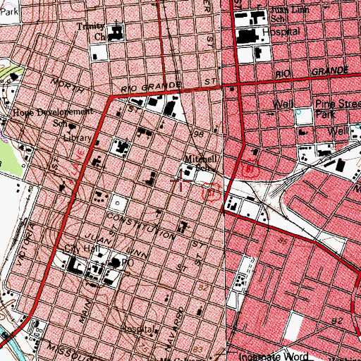 Topographic Map of Jordan-Koch House, TX