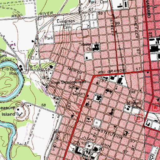 Topographic Map of John H Clegg House, TX