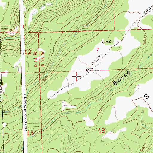 Topographic Map of McCarthy Trail, CO