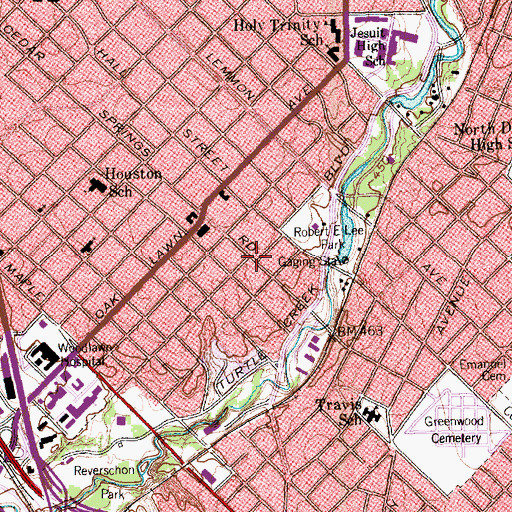 Topographic Map of John Hickman Miller House, TX