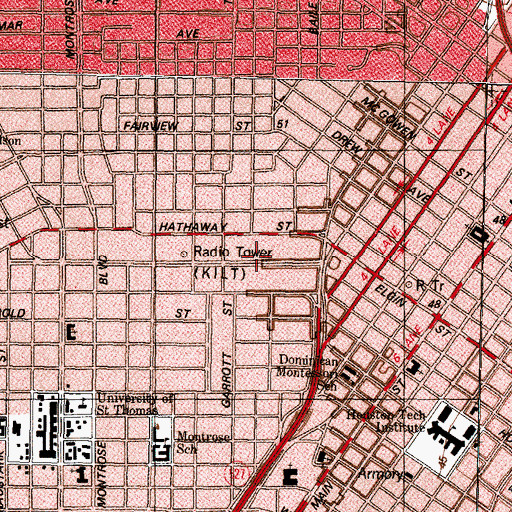 Topographic Map of John M Dorrance House, TX