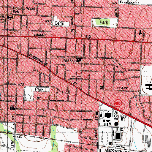 Topographic Map of Jess and Lucille Alford House, TX