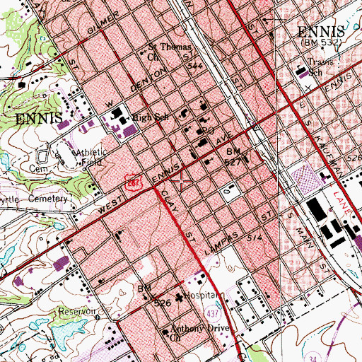 Topographic Map of Jesse and Mary Story House, TX