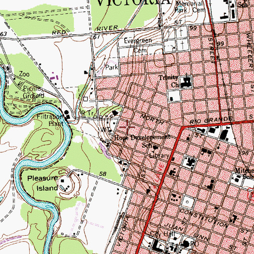 Topographic Map of Jacob Fox House, TX
