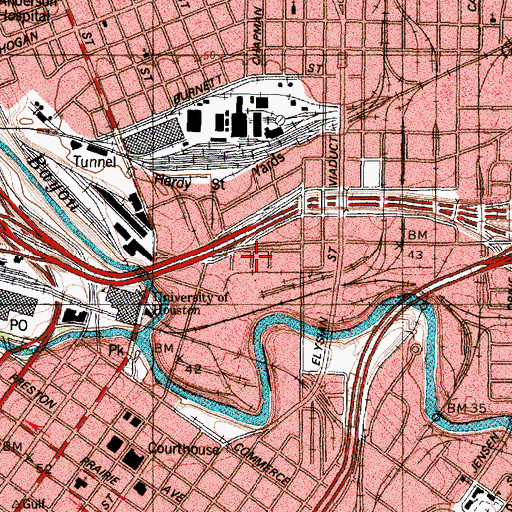Topographic Map of James Bute Company Warehouse, TX