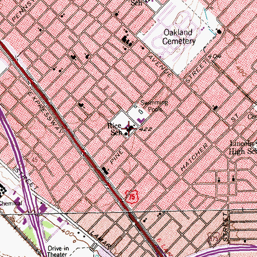 Topographic Map of James H and Molly Ellis House, TX