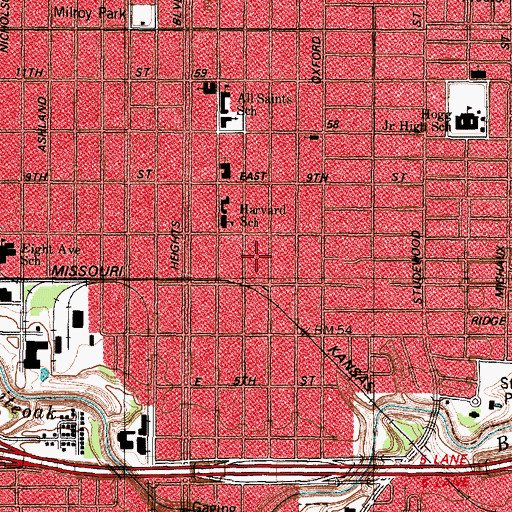 Topographic Map of James L Jensen House, TX