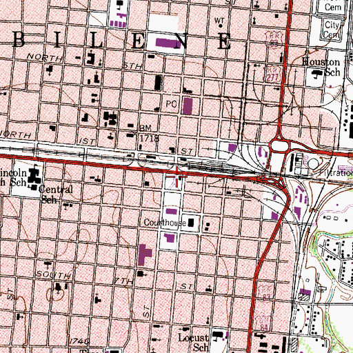 Topographic Map of James M Radford Grocery Company Warehouse, TX