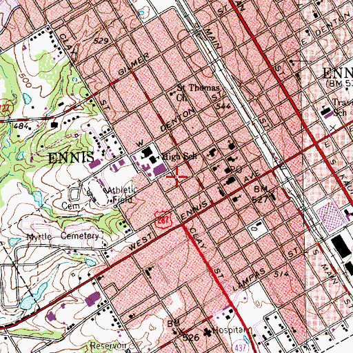 Topographic Map of James S Sanderson House, TX