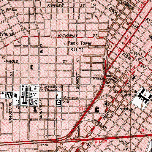 Topographic Map of James V Meek House, TX