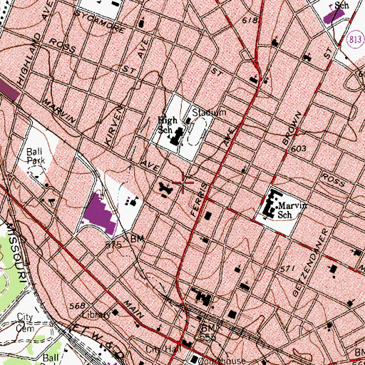 Topographic Map of J R Erwin House, TX