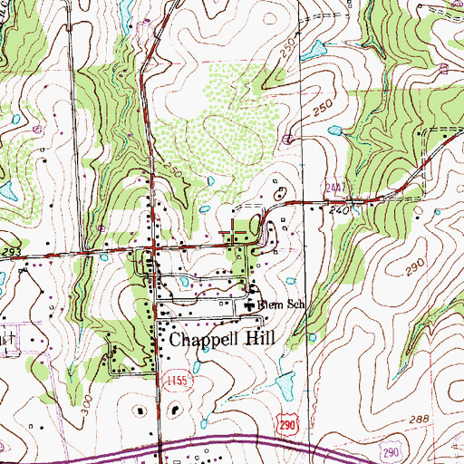 Topographic Map of J R Routt House, TX