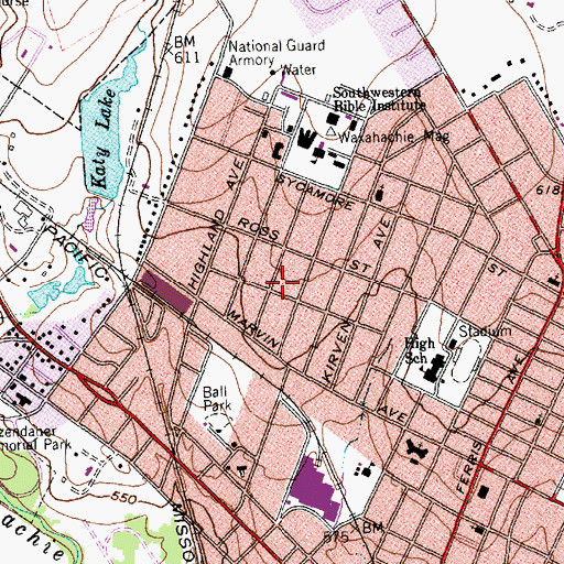 Topographic Map of J S Berry House, TX