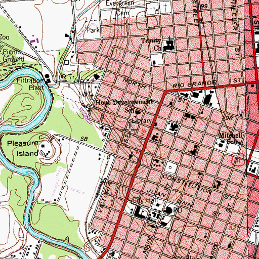 Topographic Map of J V Vandenberge House, TX