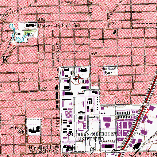Topographic Map of Hyer Hall, TX