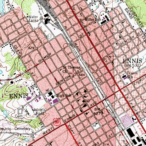 Topographic Map of I R Allen House, TX