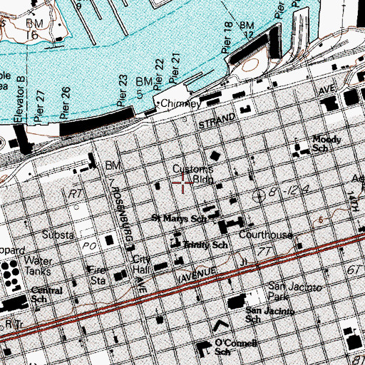 Topographic Map of Illies Building-Justine Apartments, TX