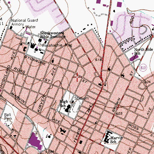 Topographic Map of J D Kirven House, TX