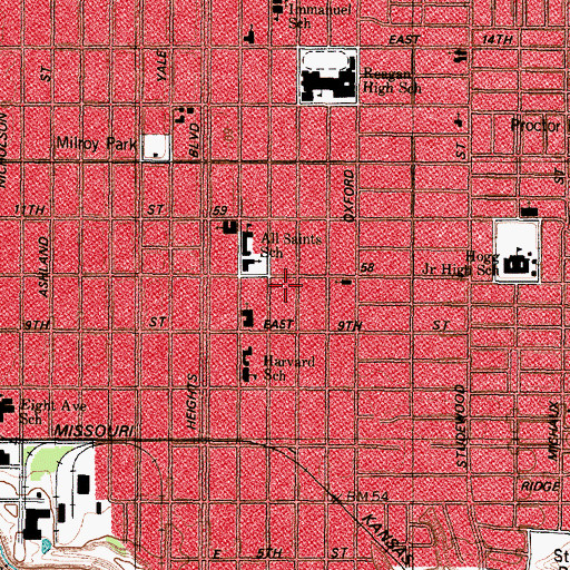 Topographic Map of J H Clare House, TX