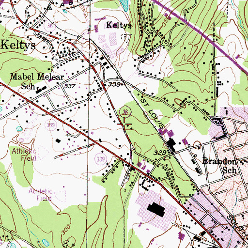 Topographic Map of J H Kurth House, TX