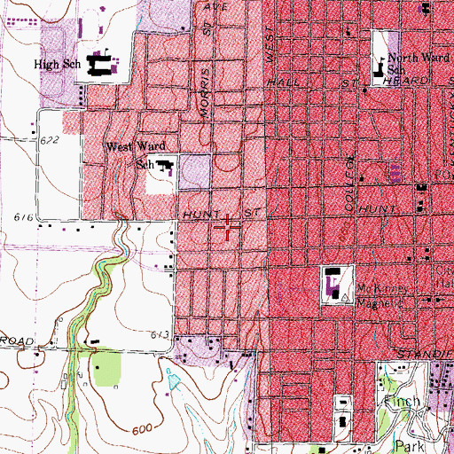 Topographic Map of J H Taylor House, TX