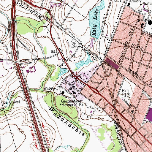 Topographic Map of J M Alderdice House, TX