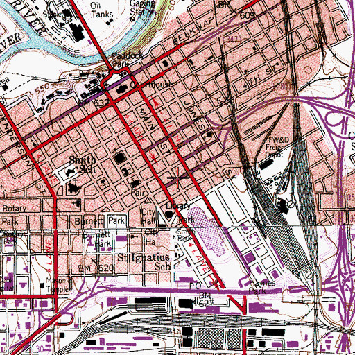 Topographic Map of Hotel Texas, TX